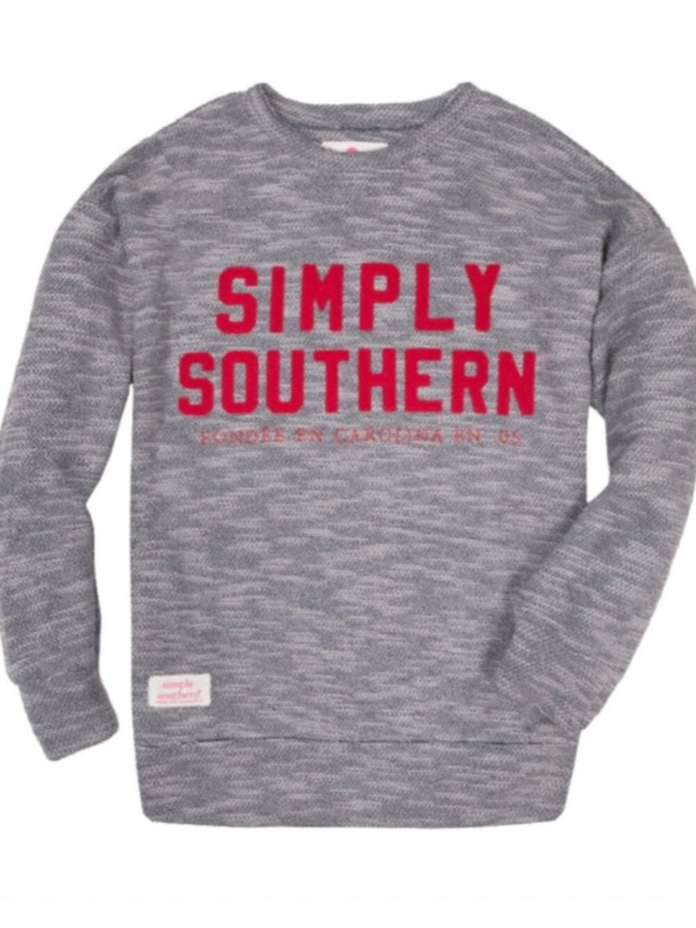 Simply Southern Red Logo Terry Pullover Soft Crew Textured Sweatshirt Adult M - Picture 2 of 7
